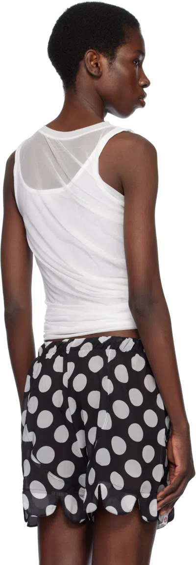 Charles Jeffrey Loverboy White Draped Mesh Tank Top In White
