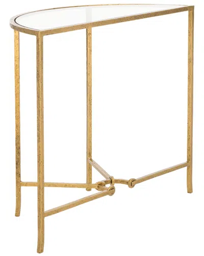 Safavieh Couture Tauri Forged Metal Half Moon Console Table In Gold