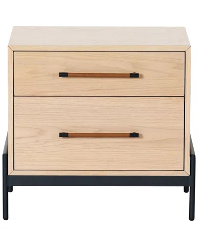 Safavieh Couture Chandri Vegan Leather Wrapped Handle Nightstand In Brown