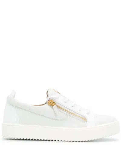 Giuseppe Zanotti Glossy Leather Sneakers In White