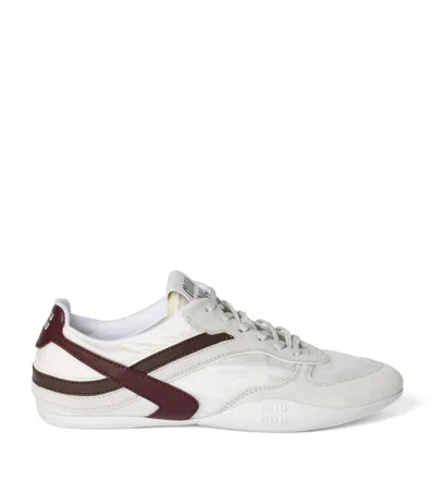 Miu Miu Women Two-tone Tech Fabric And Suede Gymnasium Sneakers In Multi