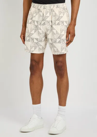 Paige Elijah Geo Print Drawstring Shorts In Grey