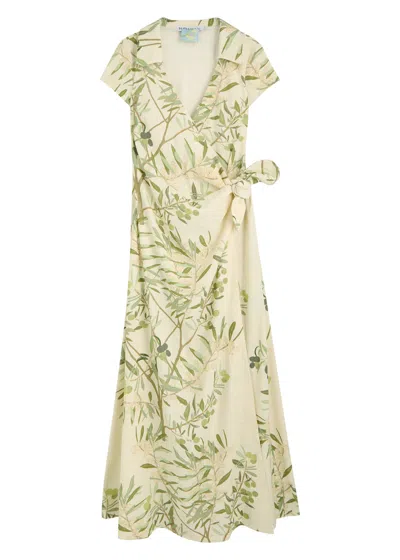 Bernadette Mara Printed Linen-blend Midi Wrap Dress In Multi Print