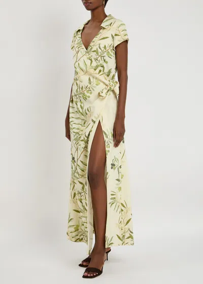 Bernadette Mara Printed Linen-blend Midi Wrap Dress In Multi Print