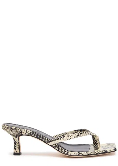 Aeyde 55mm Wilma Snake Printed Leather Sandals In Beige