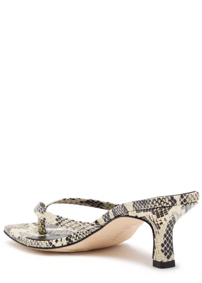 Aeyde 55mm Wilma Snake Printed Leather Sandals In Beige