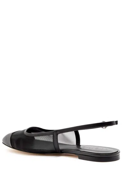 Aeyde Pointed Toe Flat Sole Sandals With Mesh Panels In Black