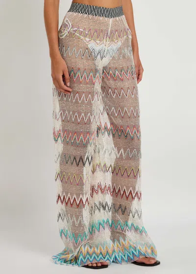Missoni Zigzag Intarsia Open-knit Trousers In Multicoloured