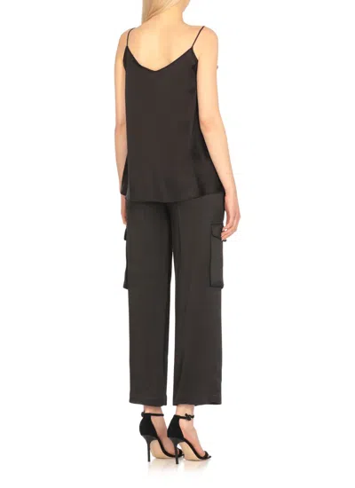 Antonelli 'abe' Black Sleeveless Top With Spaghetti Straps And V Neck In Black