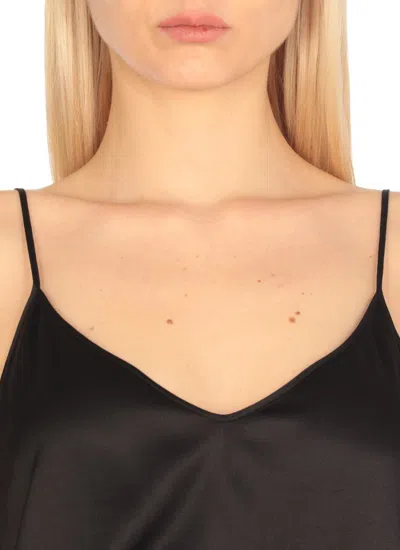 Antonelli 'abe' Black Sleeveless Top With Spaghetti Straps And V Neck In Black