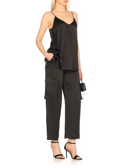 Antonelli 'abe' Black Sleeveless Top With Spaghetti Straps And V Neck In Black