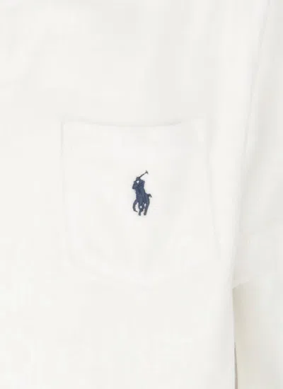 Ralph Lauren White Terry Cloth Polo Shirt In Neutral