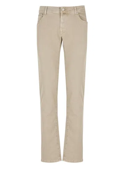 Jacob Cohen Bard Mid-rise Slim-fit Trousers In Beige