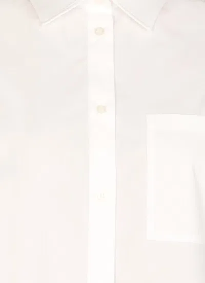Msgm Cotton Shirt With Short Sleeves And Back Slit In White