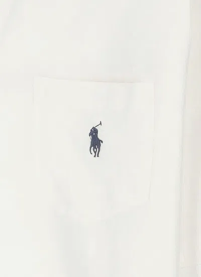 Ralph Lauren White Terry Cloth Polo Shirt In Neutral