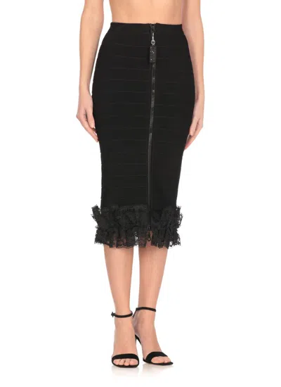 Self-portrait X Christopher Kane Lace-trimmed Midi Skirt In Black