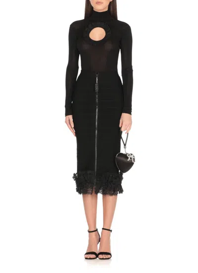 Self-portrait X Christopher Kane Lace-trimmed Midi Skirt In Black