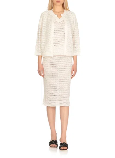 Fabiana Filippi Women's Cotton Crochet Jumper With Sequins Sweater In White