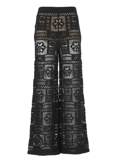 D Exterior D.exterior Crochet Wide Leg Pants In Black