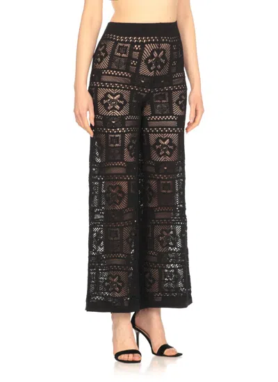 D Exterior D.exterior Crochet Wide Leg Pants In Black