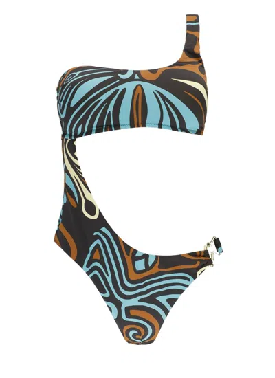 Miss Bikini Black Monokini With Bandeau One-shoulder Top In Black