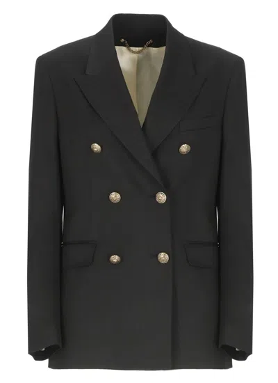 Golden Goose Double Breasted Blazer In Light Dry Wool Gabardine Clothing In Black