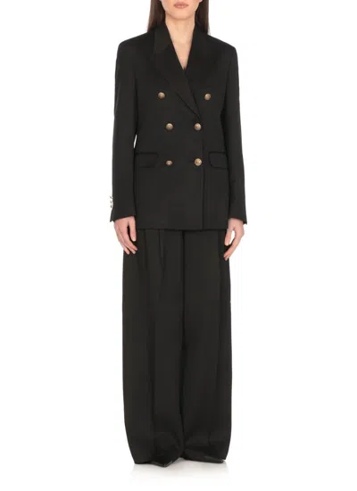 Golden Goose Double Breasted Blazer In Light Dry Wool Gabardine Clothing In Black