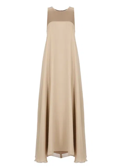 Antonelli Round-neck Sleeveless Dress In Brown