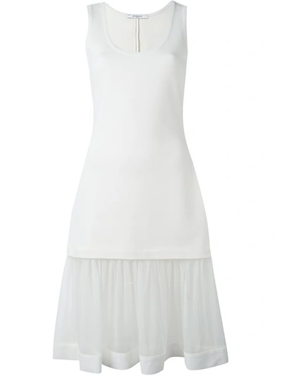 Givenchy Chiffon Hem Sleeveless Shift Dress In White