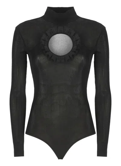 Self-portrait X Christopher Kane Lace-trimmed Cutout Bodysuit In Black
