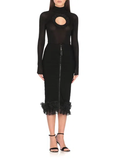 Self-portrait X Christopher Kane Lace-trimmed Cutout Bodysuit In Black