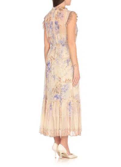 Zimmermann Women Lilac Floral Viscose Dawning Midi Dress In Multi