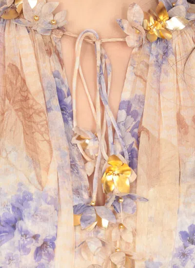 Zimmermann Women Lilac Floral Viscose Dawning Midi Dress In Multi