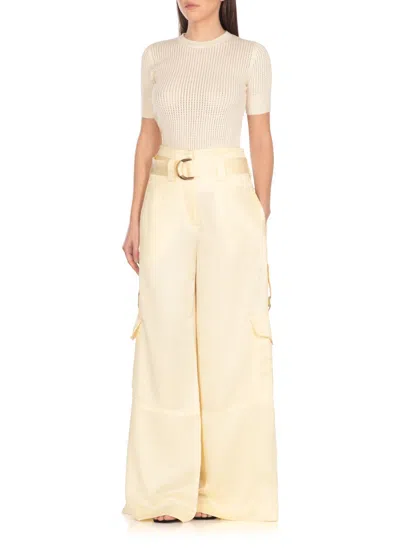 Zimmermann Pants In Yellow Viscose In Beige