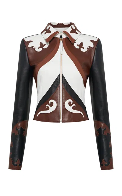 Gabriela Hearst Albie Paneled Leather Jacket In Multi