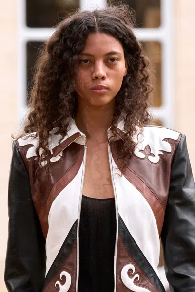 Gabriela Hearst Albie Paneled Leather Jacket In Multi