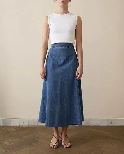 Rohe A-line Denim Midi Skirt In Medium Wash Denim