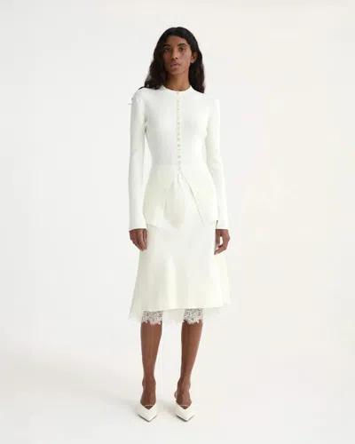 Rohe Lace Trimmed Silk Skirt In White