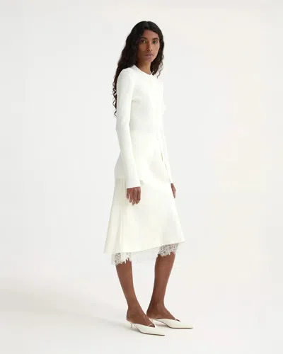 Rohe Lace Trimmed Silk Skirt In White