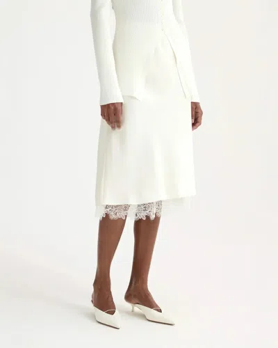 Rohe Lace Trimmed Silk Skirt In White