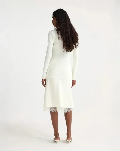 Rohe Lace Trimmed Silk Skirt In White