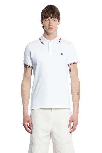 Moncler White Cotton Short-sleeved Polo T-shirt In White