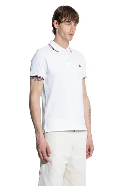 Moncler White Cotton Short-sleeved Polo T-shirt In White