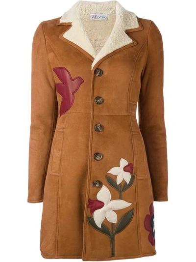 Red Valentino Shearing Coat With Leather Patchwork