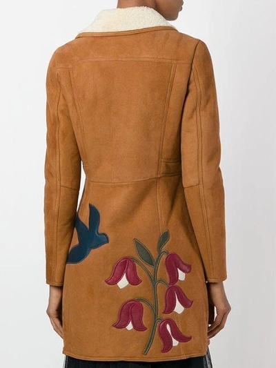 Shop Red Valentino Flower Patch Shearling Coat
