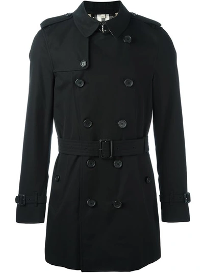 Burberry Vintage Check Undercollar Trench Coat In Black