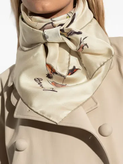 Burberry Seidenschal Mit Print In Nude