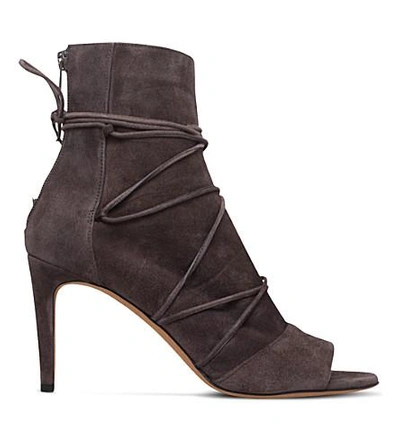 Vince Ladies Grey Classic Adisa Tie-up Suede Bootsies