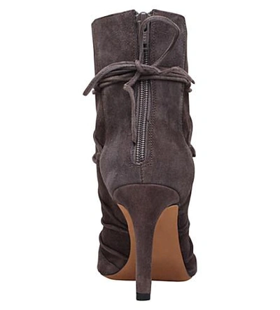 Shop Vince Ladies Grey Classic Adisa Tie-up Suede Bootsies