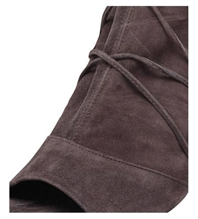 Shop Vince Ladies Grey Classic Adisa Tie-up Suede Bootsies